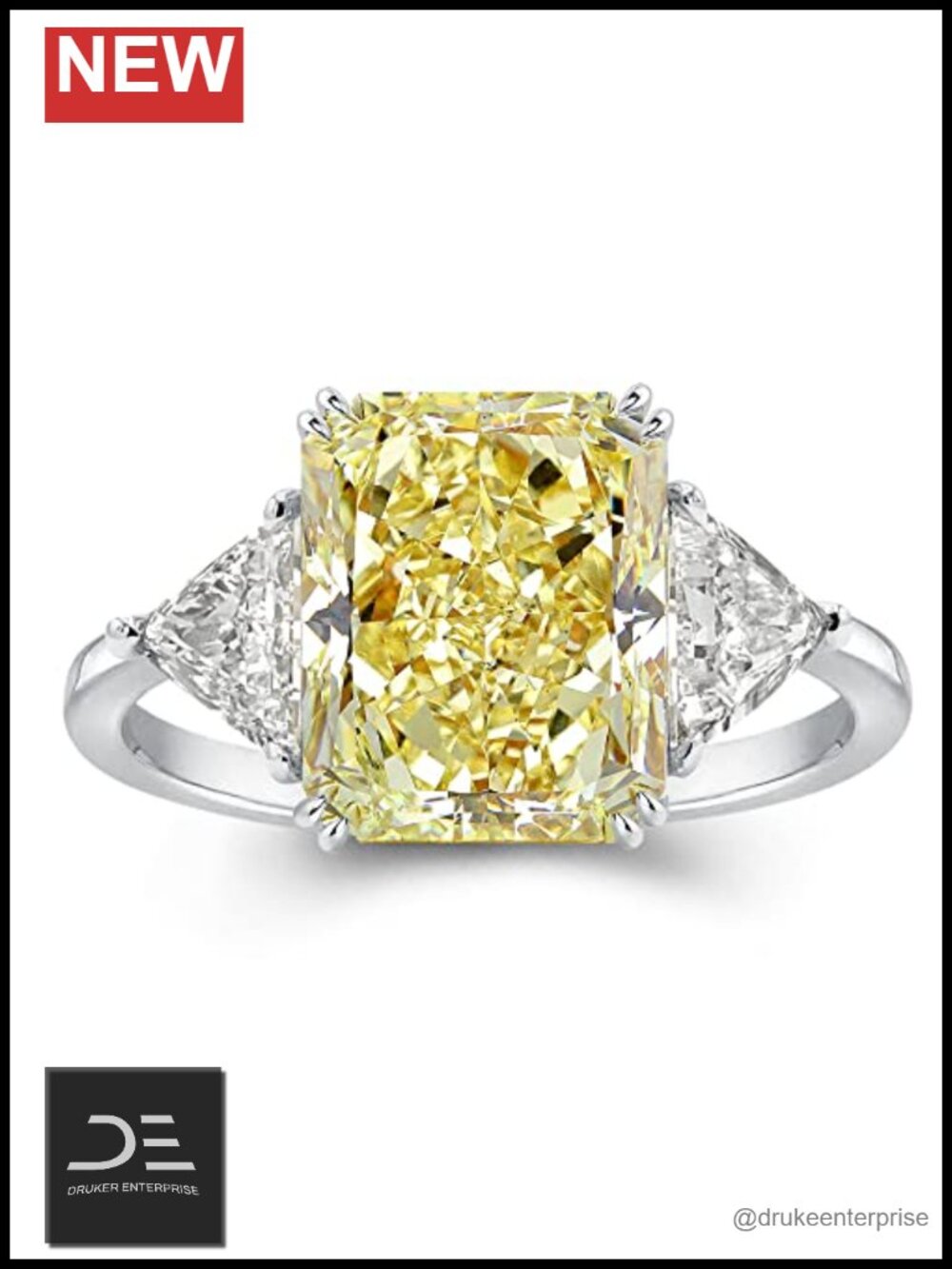 Sterling Silver 3-Stone Radiant Cubic Zirconia Promise Ring Women 4mm